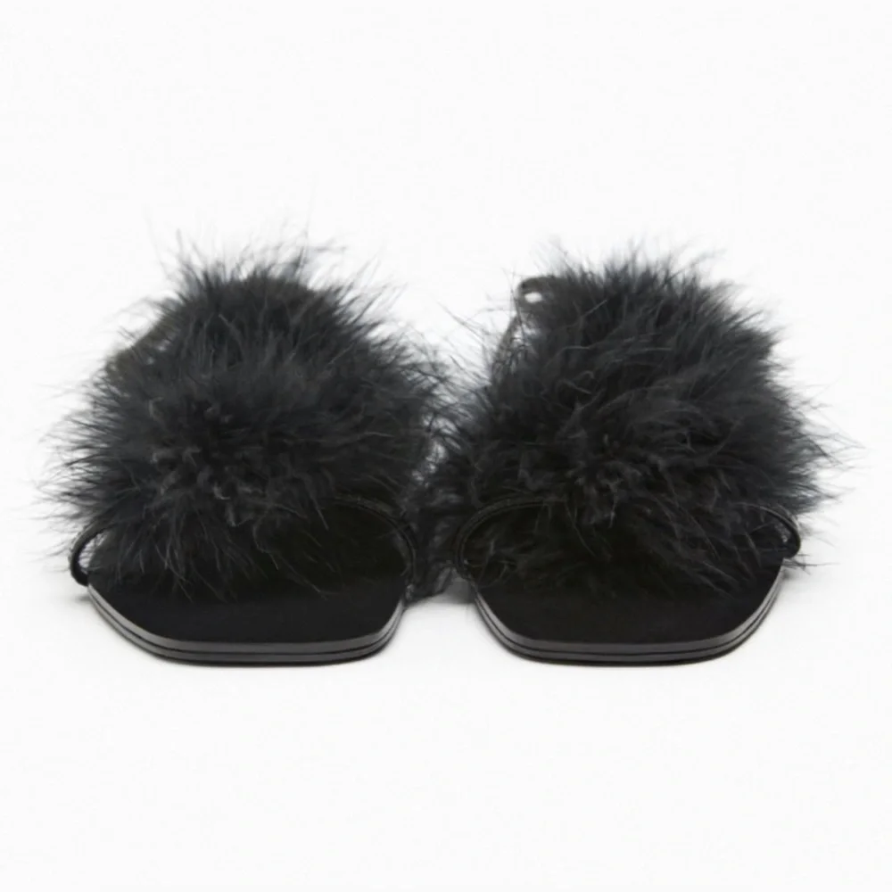 Zara Black Feather 🪶 Sandals - Sz 6 - NWT - Picture 5 of 10